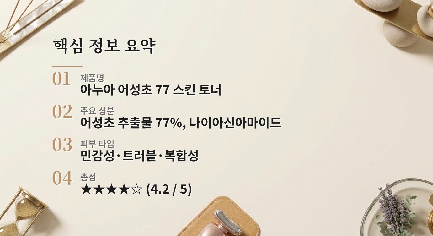 아누아 어성초 77 토너 리뷰 | 민감성 피부 진정 효과 직접 써봤습니다 핵심 정보