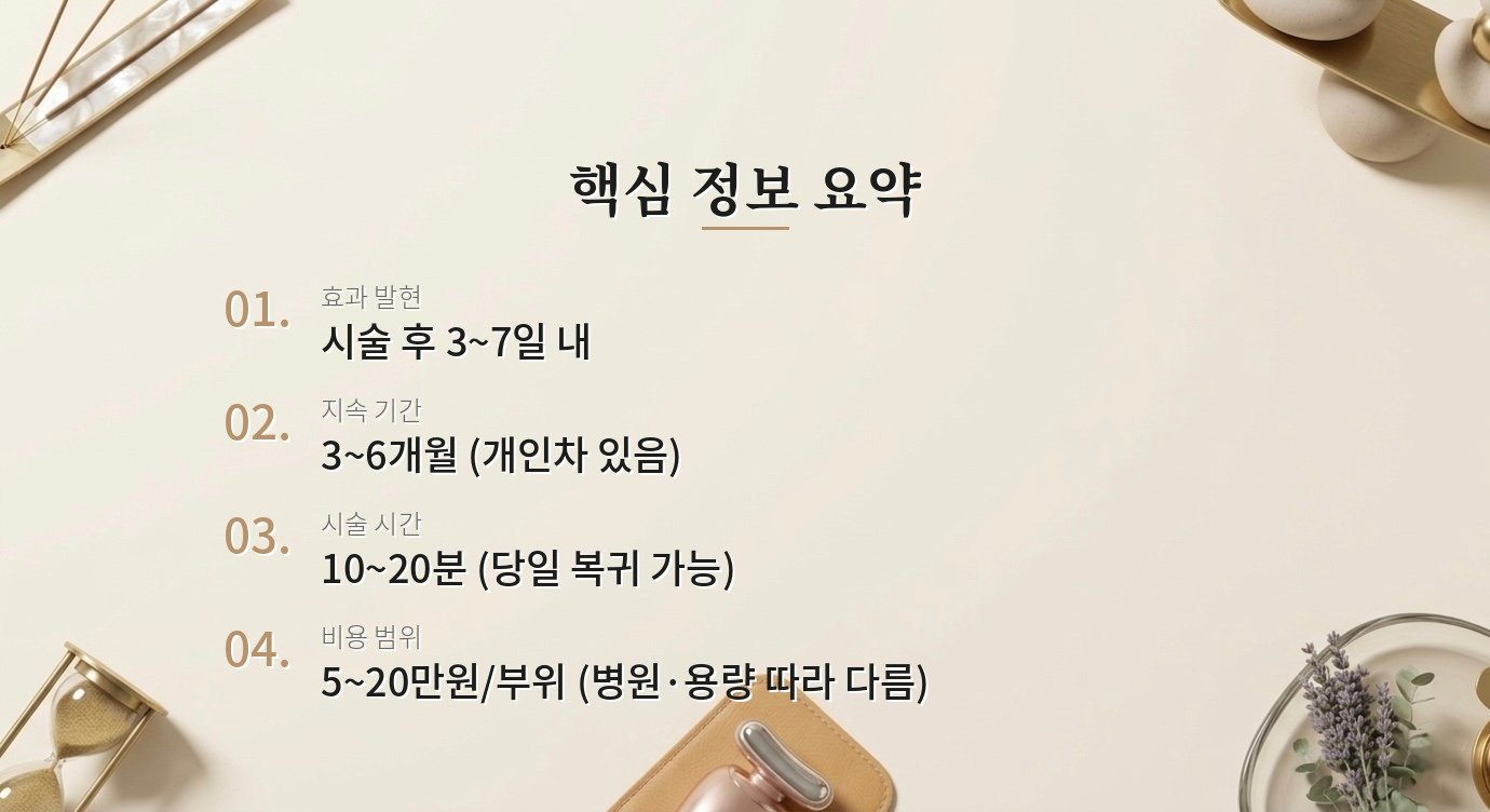 이마·눈가 주름 보톡스, 효과가 언제 나타나고 얼마나 가나요? 핵심 정보