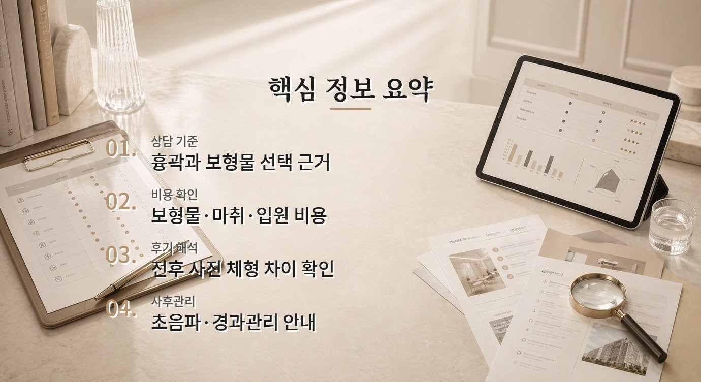 가슴성형 병원 비교 상담 순서와 결정 기준 핵심 정보 요약 이미지