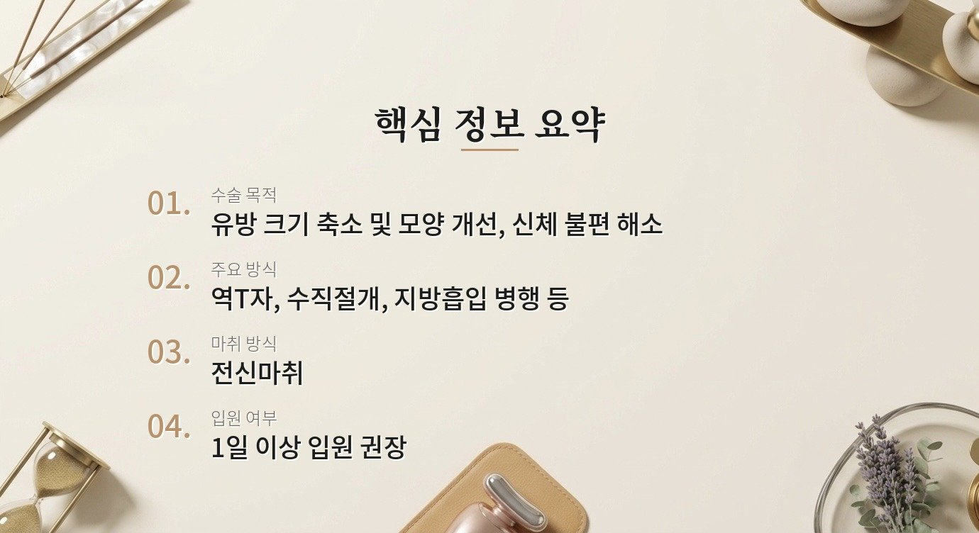 가슴 축소 수술은 어떻게 진행되고 회복 기간은 얼마나 걸리나요? 핵심 정보