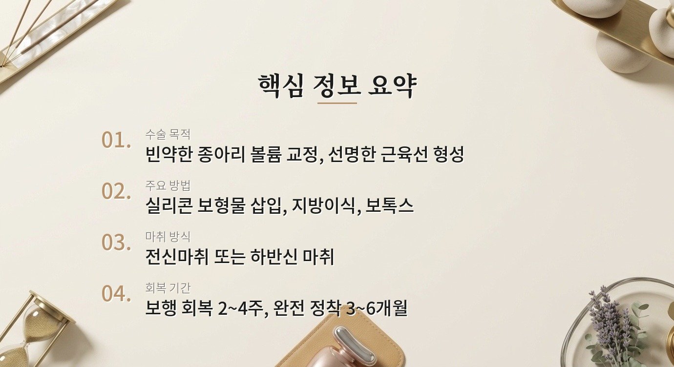 종아리 보형물 성형은 어떻게 진행되고 보톡스와 어떻게 다른가요? 핵심 정보