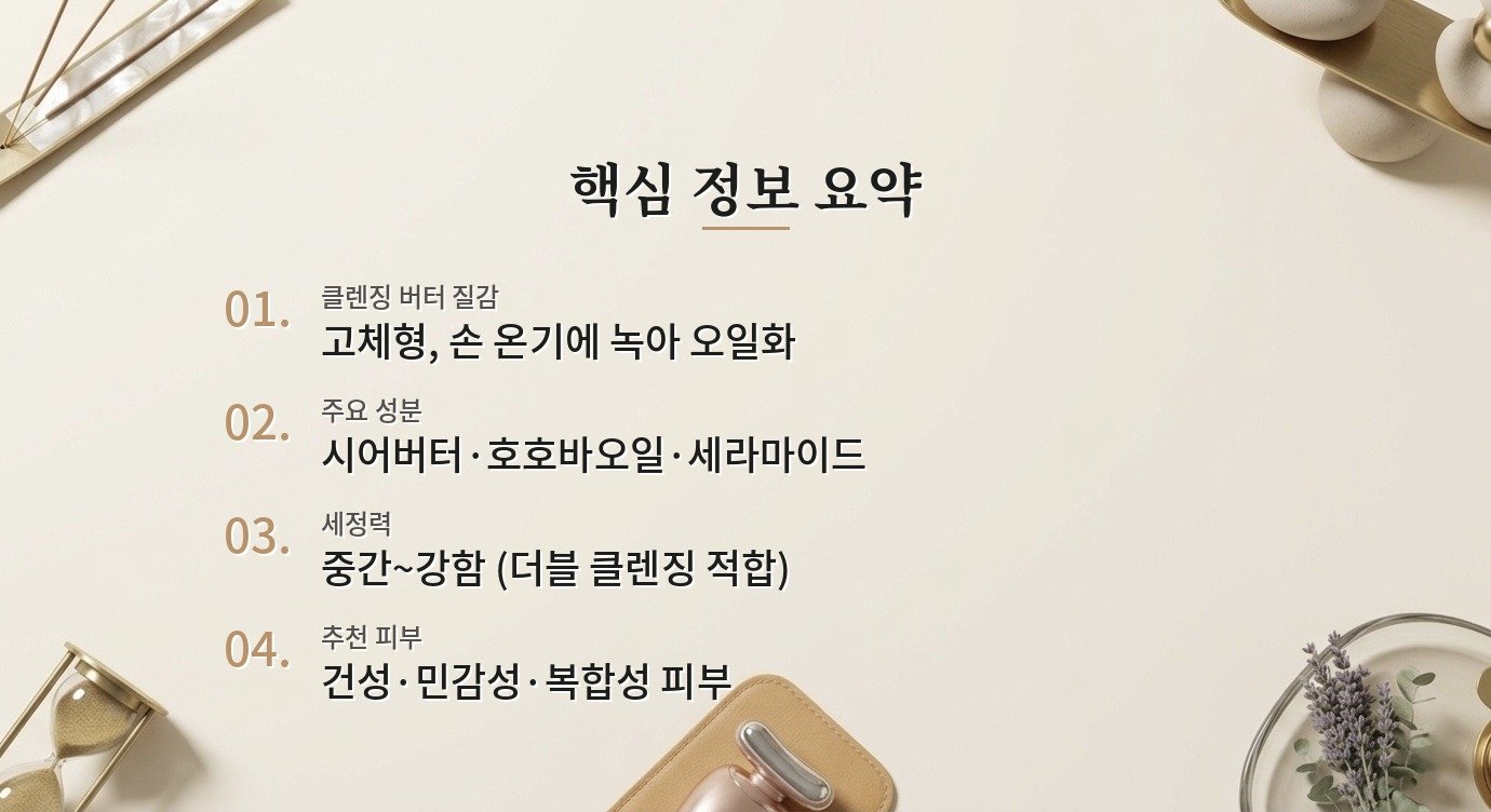 클렌징 버터, 클렌징 오일이나 밤이랑 뭐가 다른가요? 핵심 정보