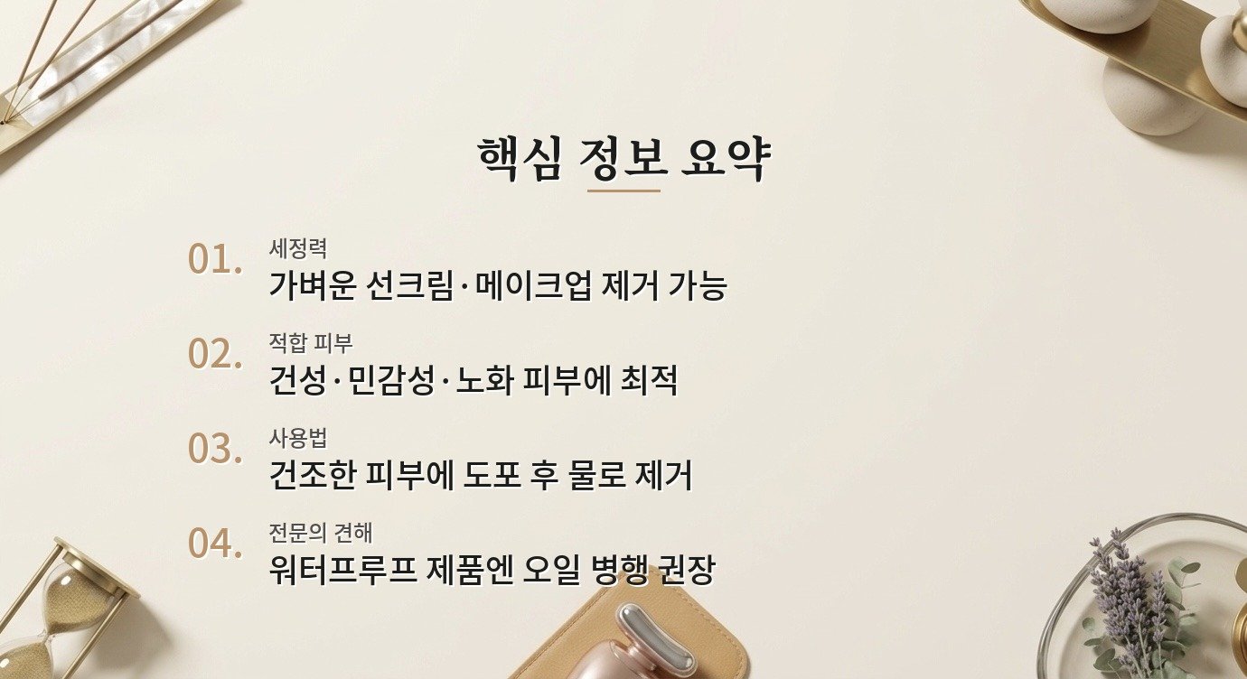 클렌징 밀크로 선크림이 깨끗하게 지워지나요? 핵심 정보