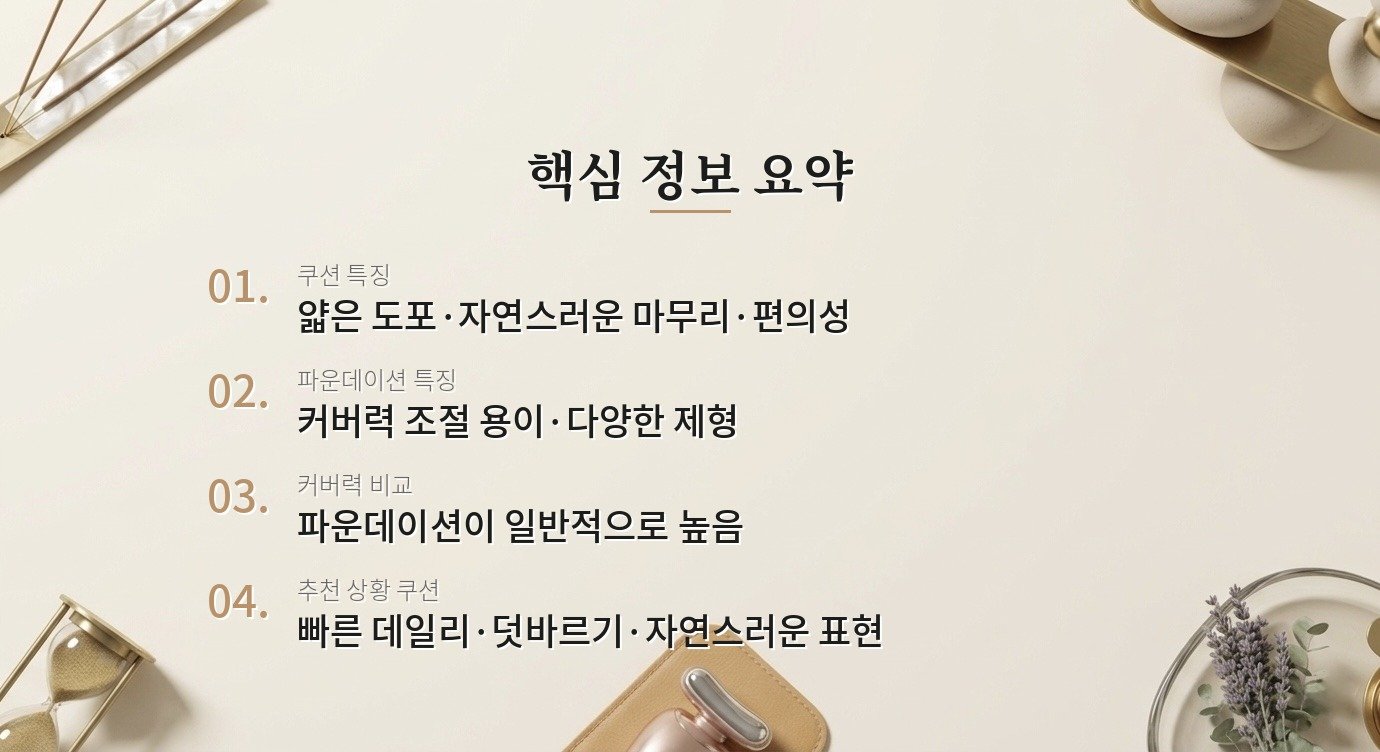 쿠션 파운데이션, 일반 파운데이션보다 편하긴 한데 커버력은요? 핵심 정보