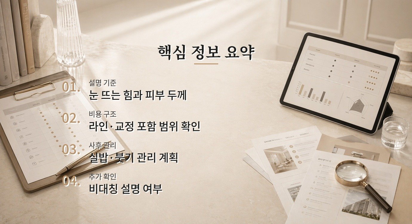 쌍꺼풀 병원 상담 병원 후기 해석과 광고성 구분 기준 핵심 정보 요약 이미지