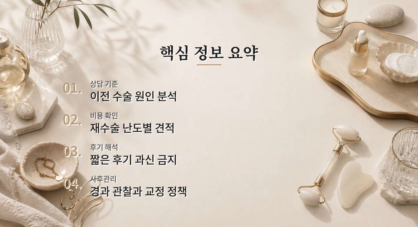 눈 재수술 병원 비교 상담 순서와 결정 기준 핵심 정보 요약 이미지