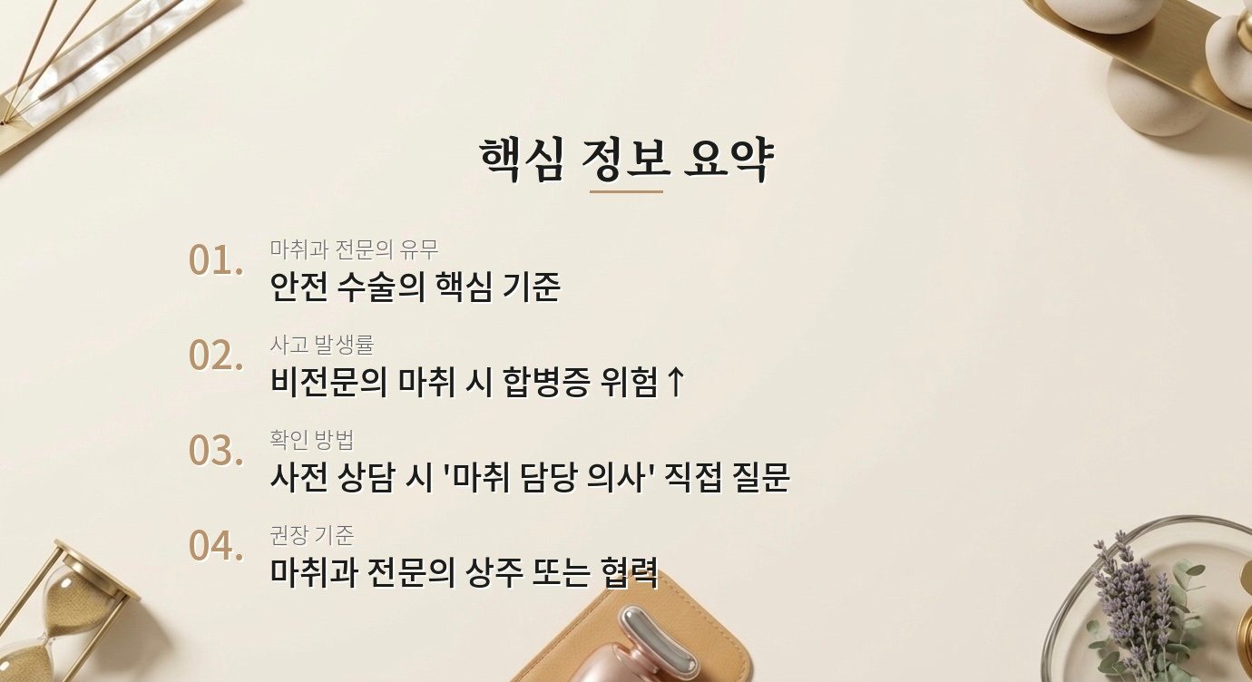성형 수술할 때 마취과 전문의가 꼭 있어야 안전한가요? 핵심 정보