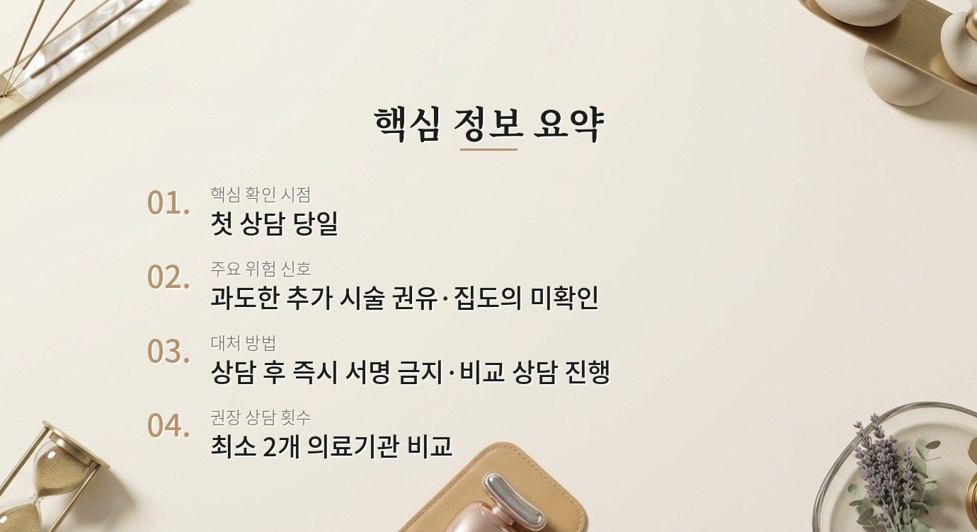 성형외과 첫 상담에서 이런 신호가 보이면 다시 생각해야 하나요? 핵심 정보