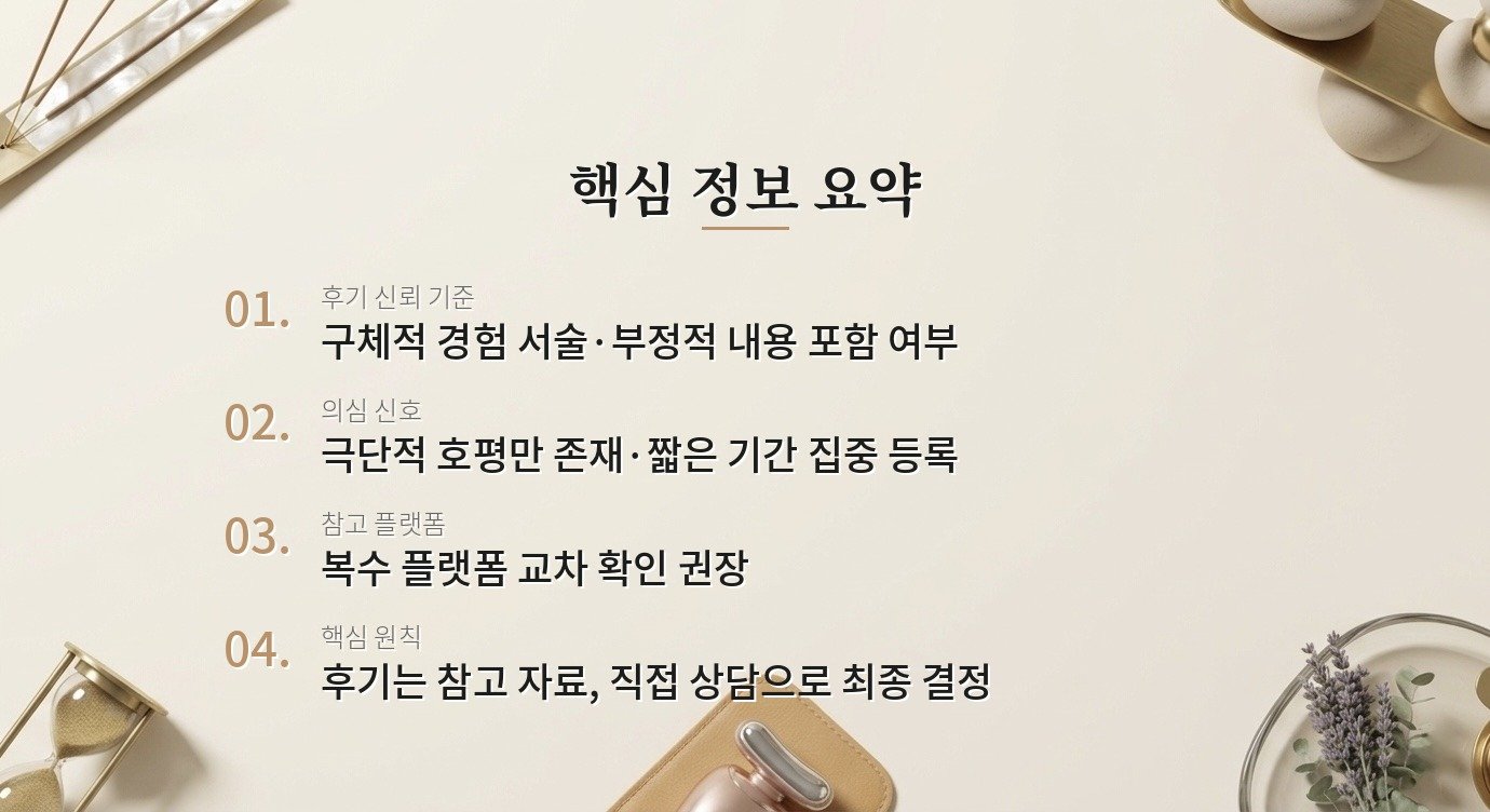 온라인 성형 후기를 볼 때 어떻게 분석해야 신뢰할 수 있나요? 핵심 정보