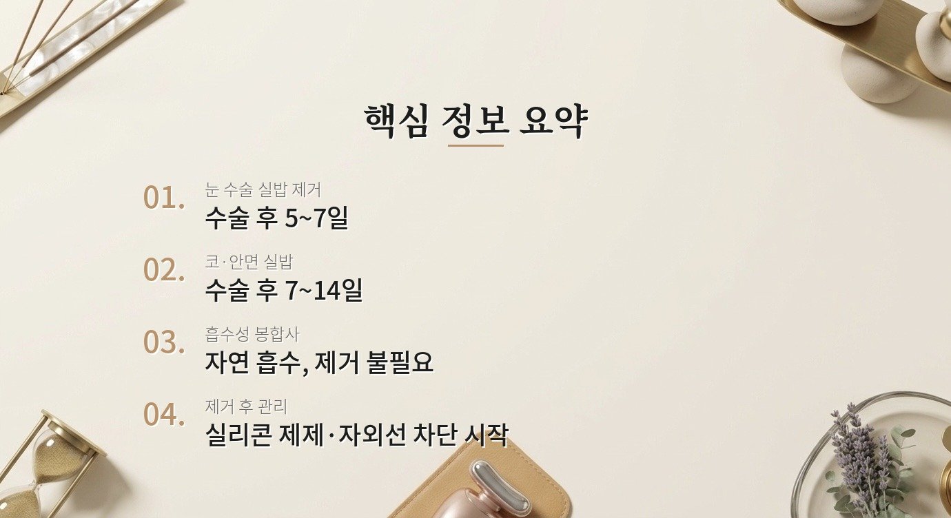 성형 수술 실밥 제거는 언제 어떻게 이루어지나요? 핵심 정보