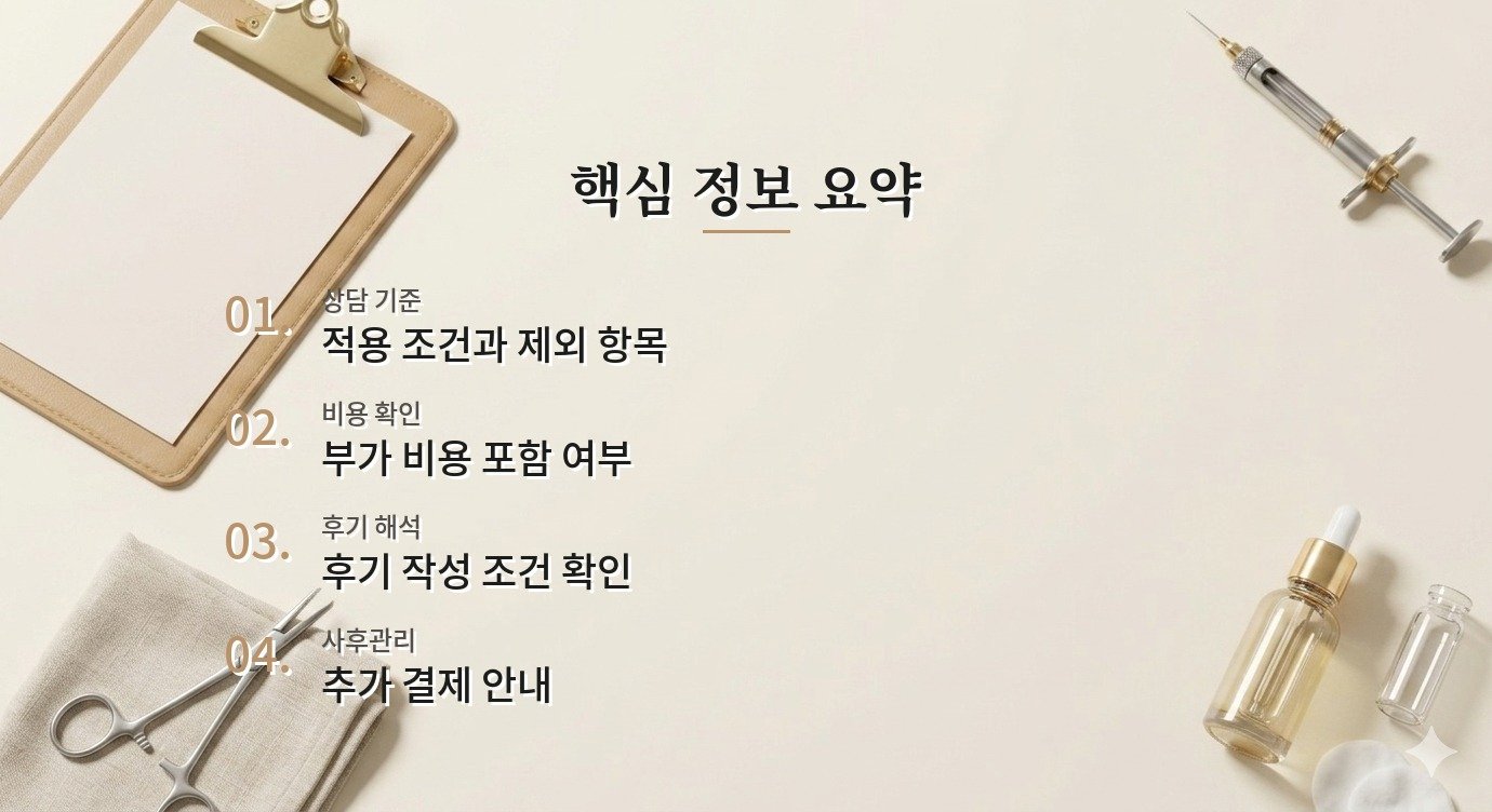 이벤트가 병원 안전 기준과 사후관리 체크포인트 핵심 정보 요약 이미지