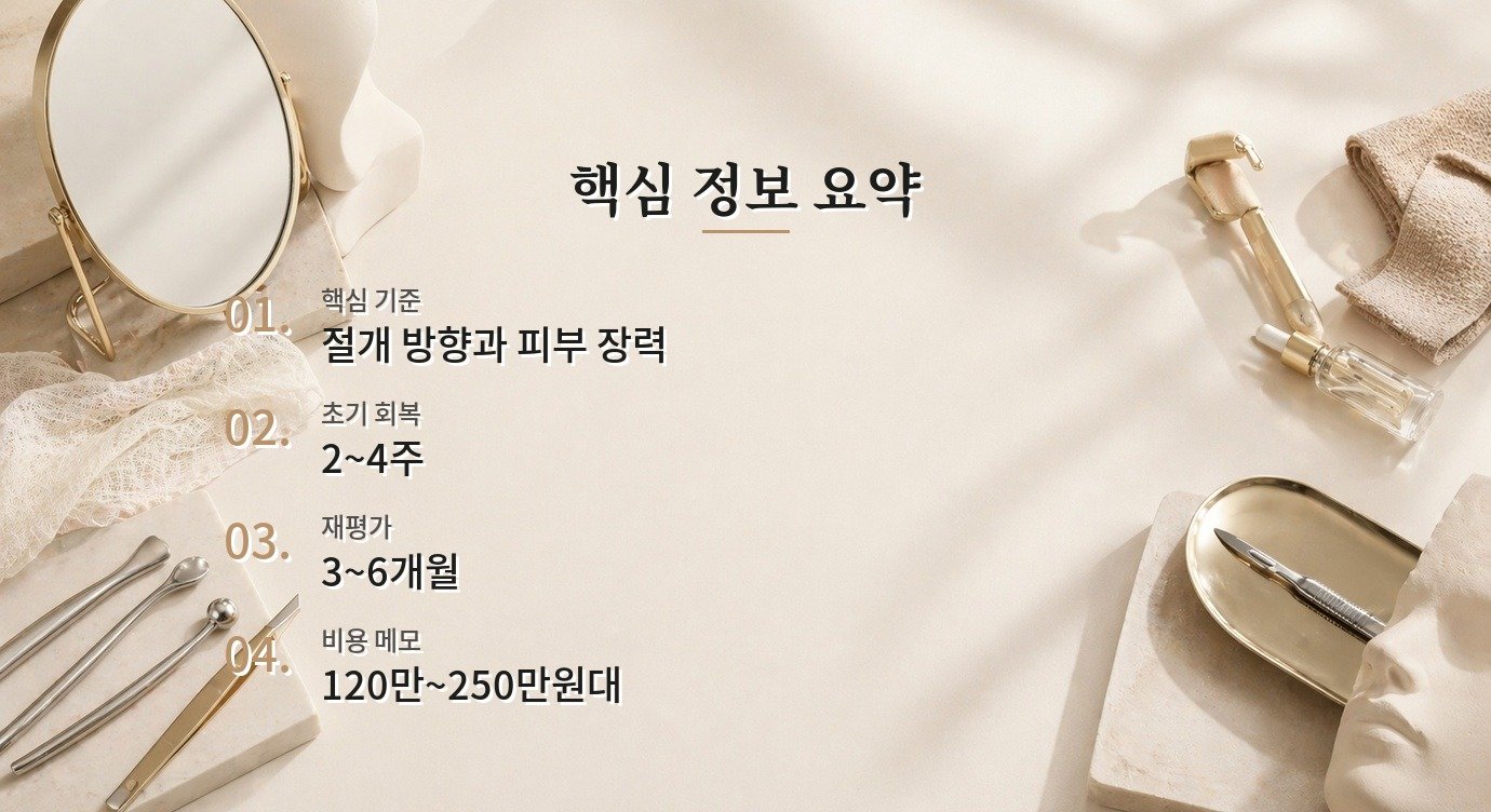 뒤트임 흉터와 붉은기 수술 전 확인할 비용·회복·주의점 가이드 핵심 정보 요약 이미지
