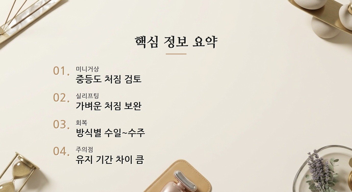 미니거상과 실리프팅은 어떤 처짐에 맞나요? 핵심 정보