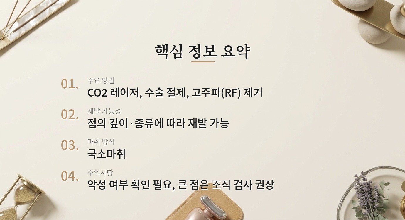 점 제거는 레이저와 수술 중 어떤 방법이 더 좋은가요? 핵심 정보