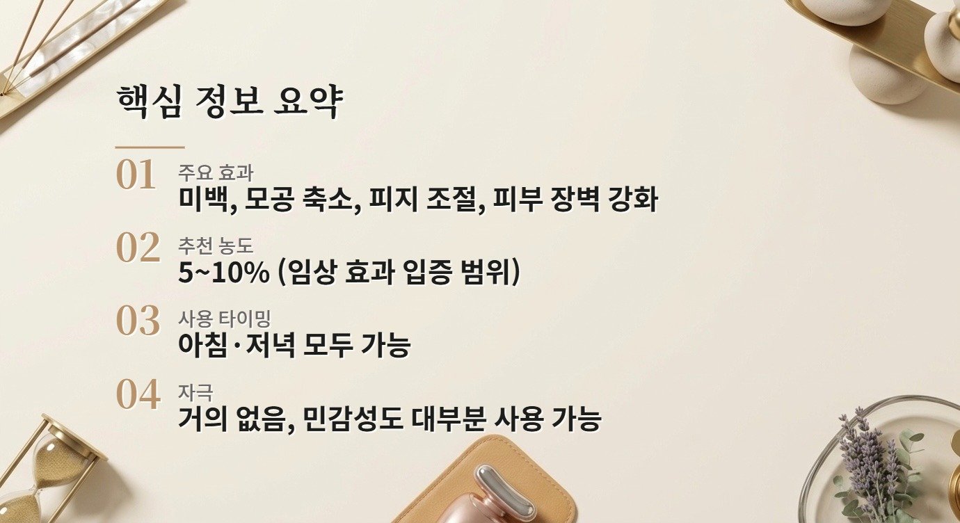 나이아신아마이드 효능 총정리: 모공·미백·피지 모두 잡는 성분의 진실 핵심 정보