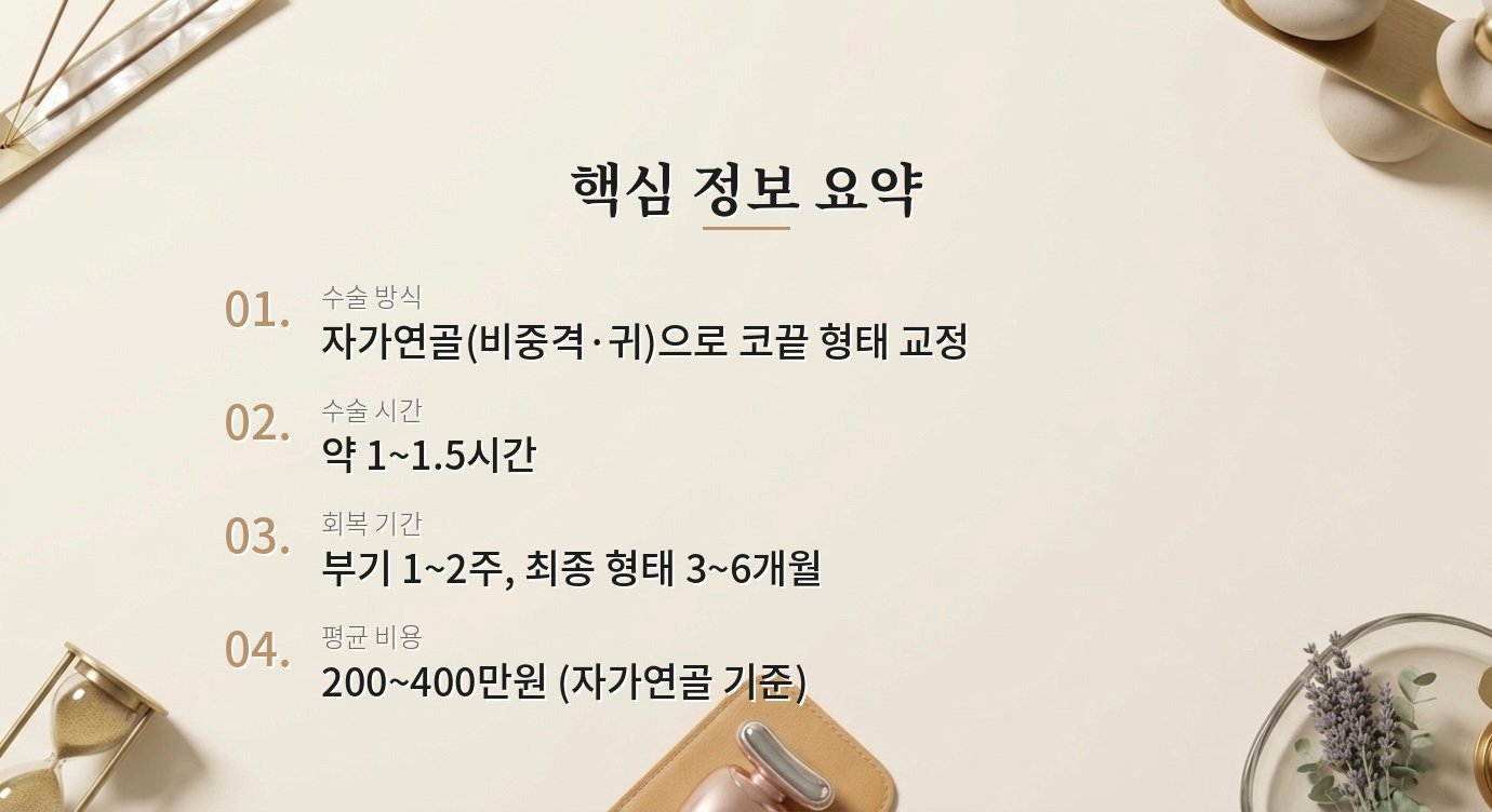 코끝성형만 따로 할 수 있나요? 비용이랑 효과가 궁금해요 핵심 정보