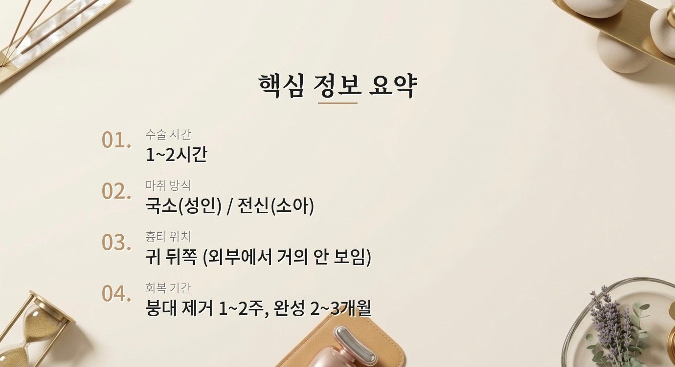 돌출귀나 귀 모양이 신경 쓰이는데 귀 성형으로 교정이 가능한가요? 핵심 정보