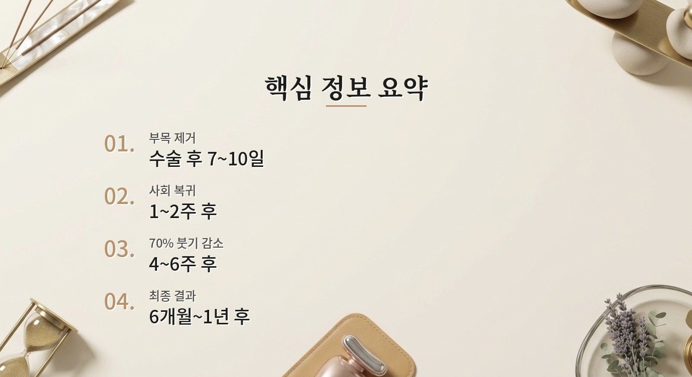 코성형 수술 후 붓기가 완전히 빠지는 데 얼마나 걸리나요? 핵심 정보