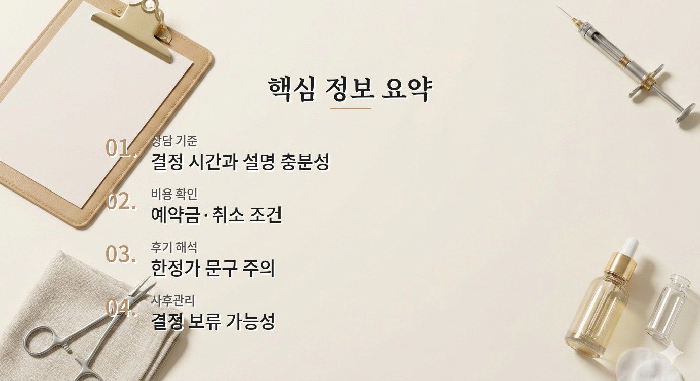 상담 당일 예약 압박 안전 기준과 사후관리 체크포인트 핵심 정보 요약 이미지