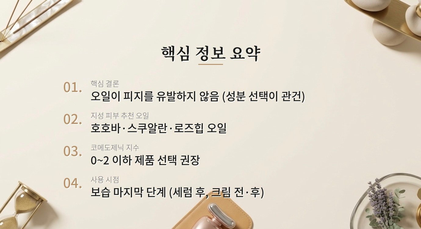 피부에 오일을 바르면 피지가 더 많이 생길까요? 핵심 정보