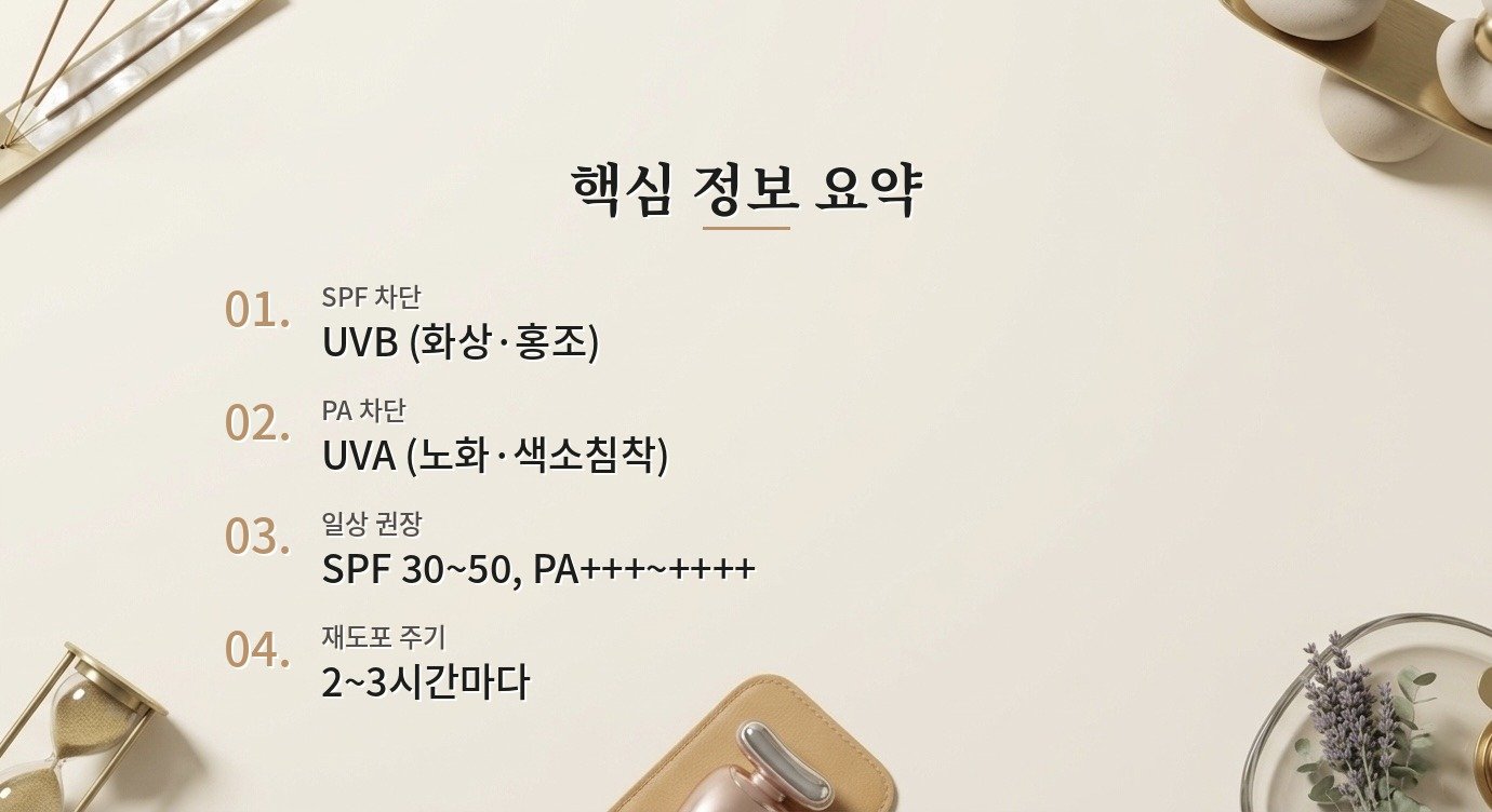 선크림 SPF랑 PA 지수 차이가 뭔가요? 핵심 정보