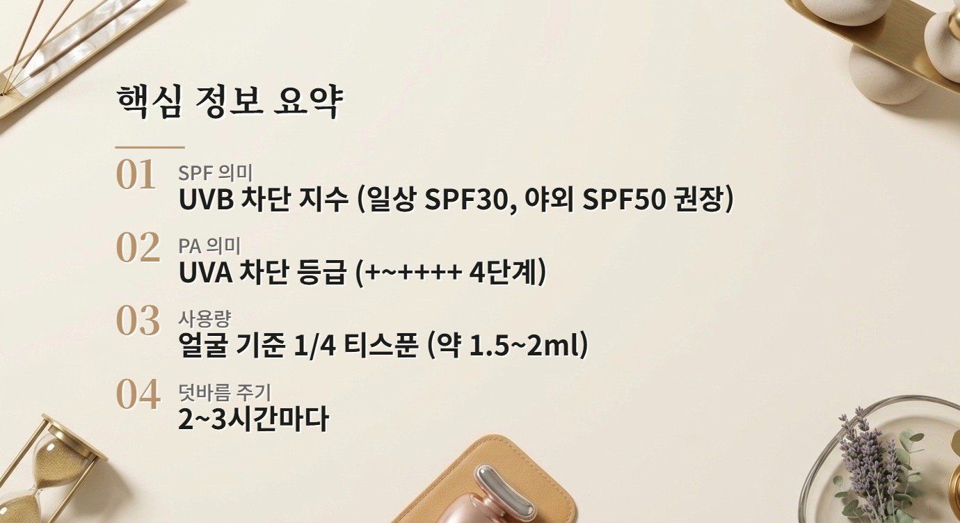 선크림 완벽 가이드 | SPF·PA 의미와 피부 타입별 선택법 핵심 정보
