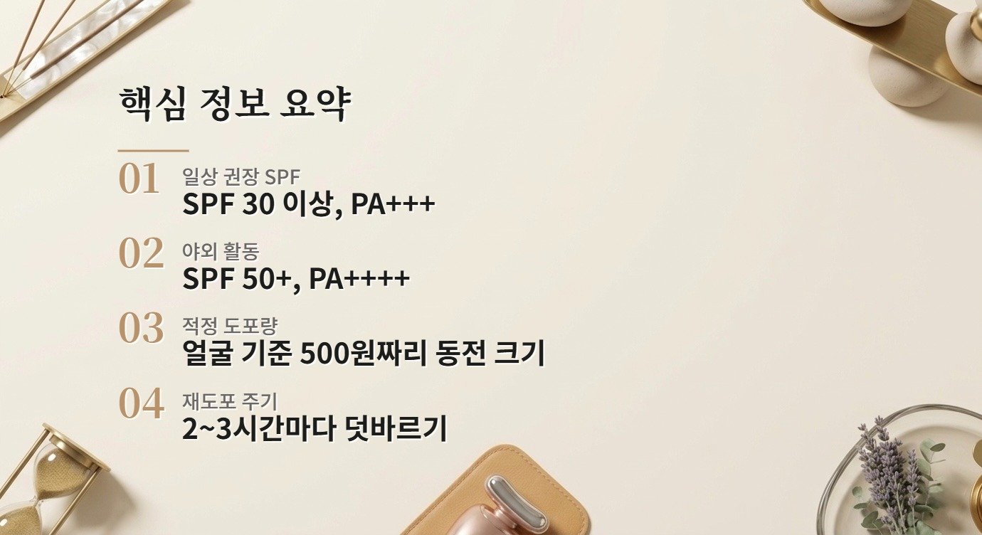 선크림 완벽 선택 가이드: 피부 타입별 SPF·PA 고르는 법 핵심 정보