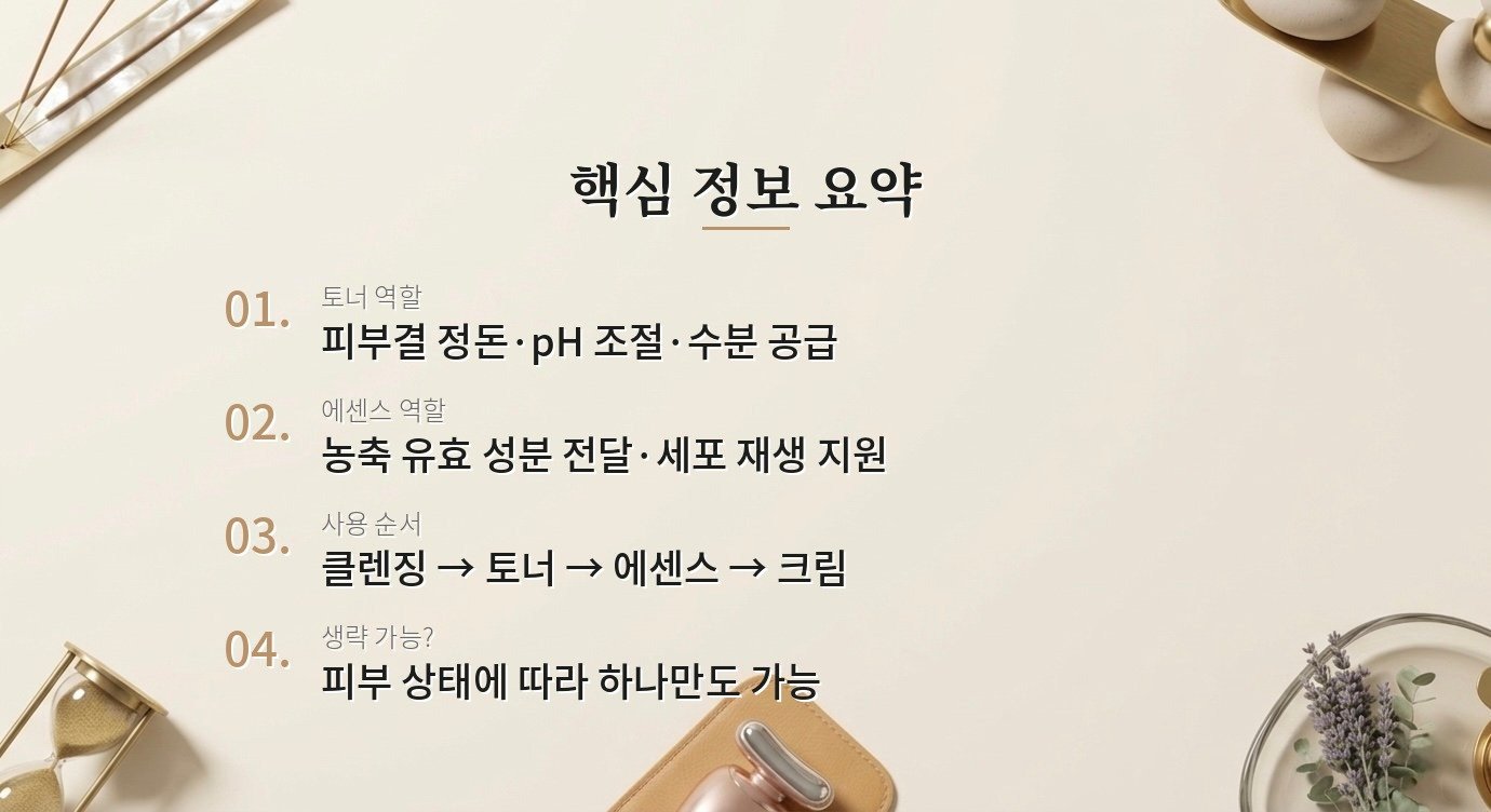 토너랑 에센스 차이가 뭐예요, 둘 다 써야 하나요? 핵심 정보