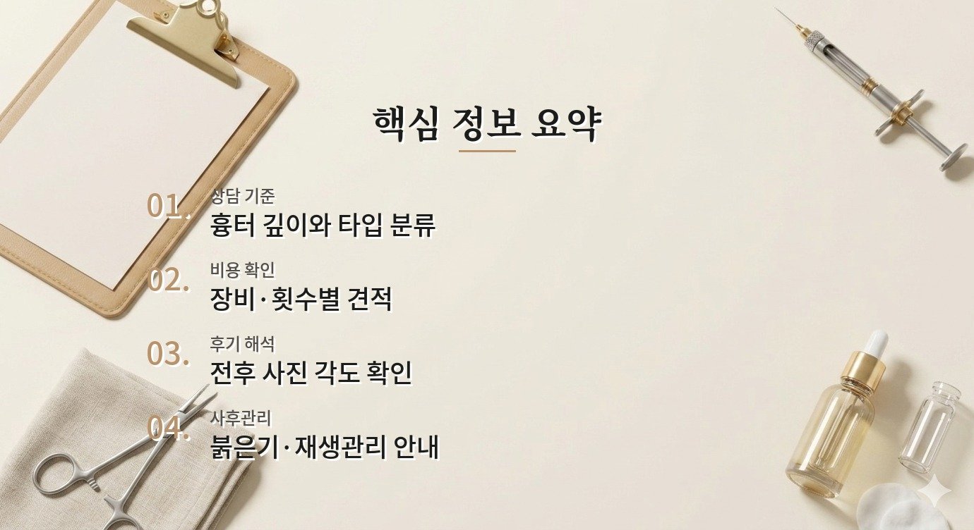 여드름 흉터 레이저 병원 병원 후기 해석과 광고성 구분 기준 핵심 정보 요약 이미지